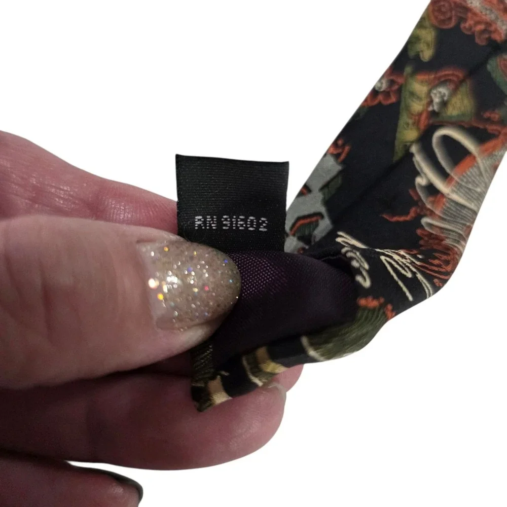 TANGO by MAX RAAB Americana 'Old‎ Money' Print Silk Tie Black Red Green